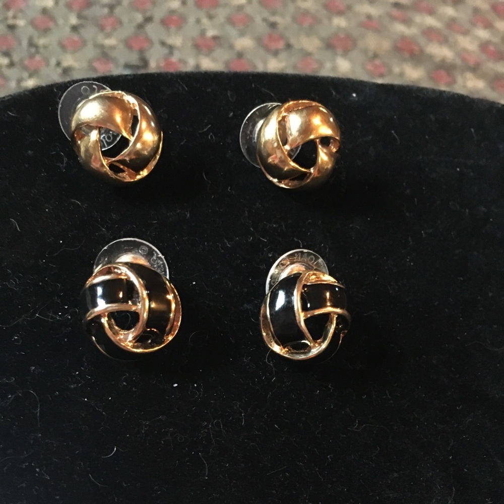 2 Pair of Joan Rivers  Gold tone Knot Earrings Vintage